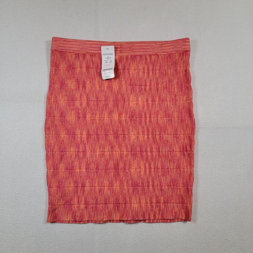 NWT Bebe Space Dye Sweater Skirt Sz Medium Bodycon Mini Fitted Orange